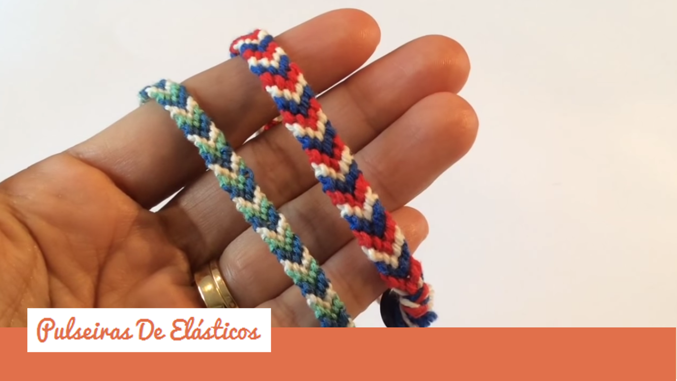 Pulseira da amizade feita com lã Pulseiras de Elásticos
