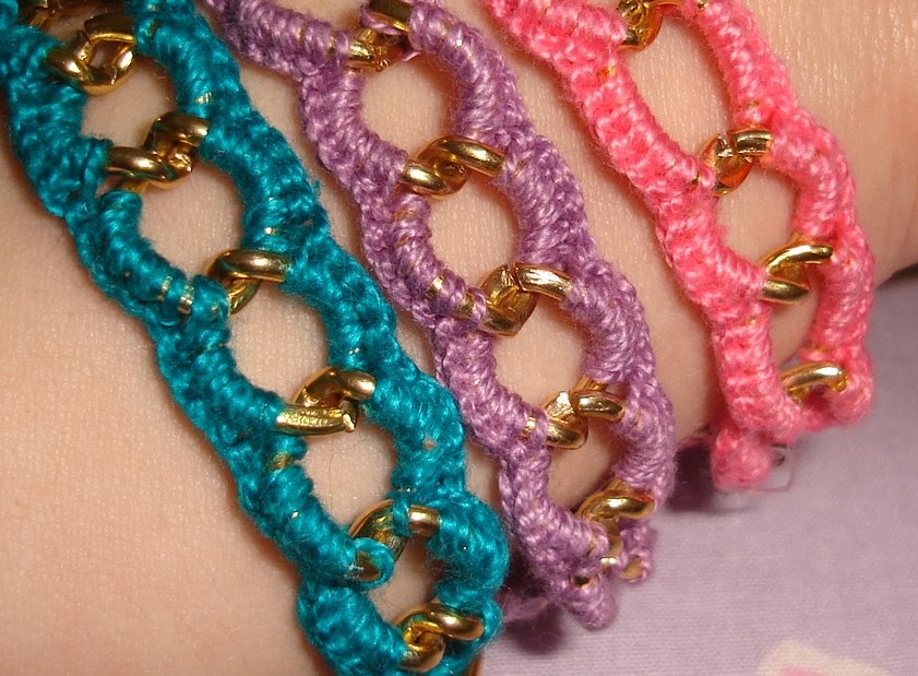 Nem cá, nem lá Pulseira de crochê...