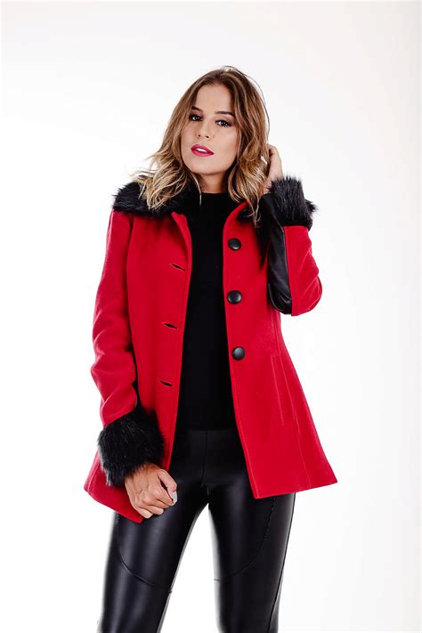 Comprar Casaco Pele Vermelho Barato&nbsp;Preço